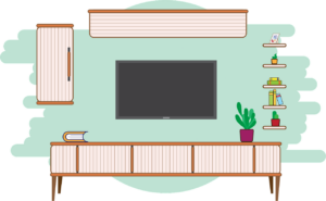 room, television, furniture, tv, table, cabinet, shelf, decoration, guest room, home, flat design, cut out, room, room, room, room, television, television, furniture, table, table, cabinet, cabinet, shelf, shelf, shelf, shelf, shelf