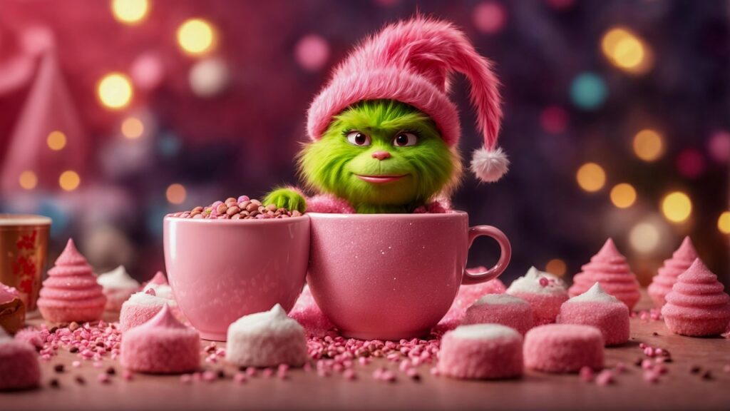 ai generated, grinch, the grinch, cup, nature, christmas, character, xmas, santa, cartoon, face, design, holiday, decoration, cute, snow, smiling, december, season, sweet, drink, portrait