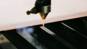 a close up of a metal object with a light on it